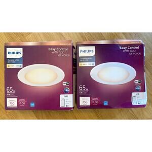 (2) NIB 6” LED Tunable White 65W Smart Wi-Fi Recessed Light Powered by WiZ